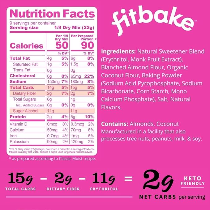 FitBake Yellow Cake Baking Mix and Vanilla Frosting Bundle | 2 Cake Mixes and 2 Frosting | 0g to 2g Net Carbs Per Serving | Keto Friendly Low Carb Food | Gluten Free Desserts | No Added Sugar