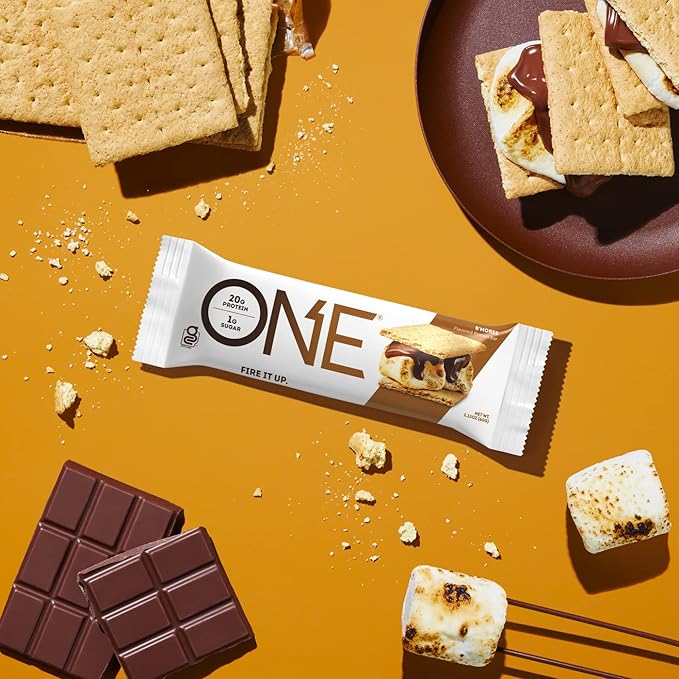 ONE Protein Bars Peanut Butter Cup Gluten Free Protein Bar with 20g Protein and only 1g Sugar &amp Protein Bars Smores Gluten Free Protein Bars with 20g Protein and only 1g Sugar