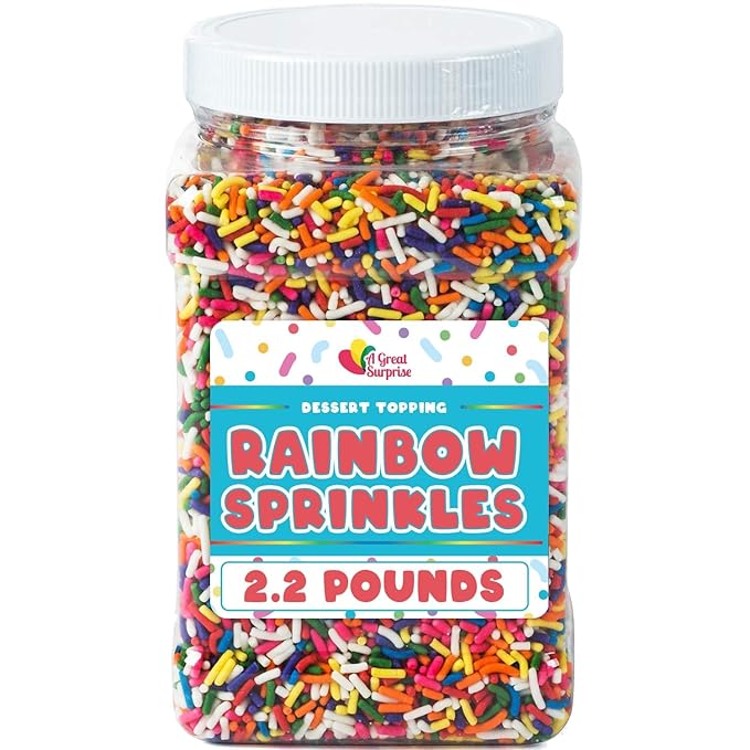 A Great Surprise Easter Rainbow Sprinkles - 2.2 Pounds - Bulk Rainbow Jimmies for Cookies - Birthday Cake for Ice Cream Baking Cupcakes Donuts