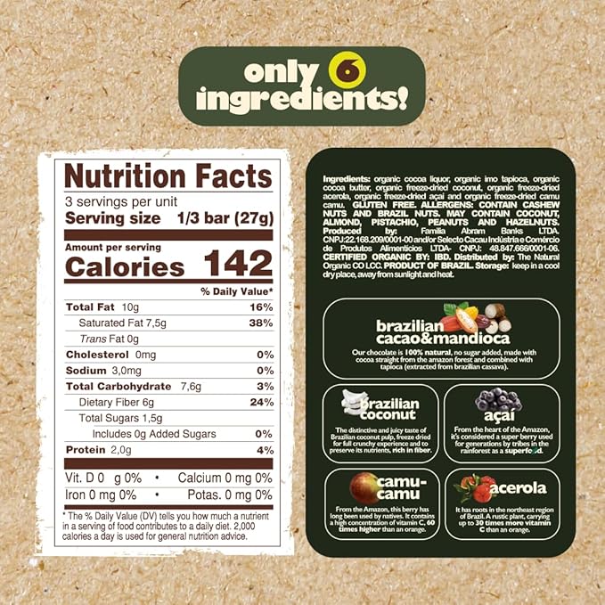 Naturanic Brazilian Dark Chocolate with Crunchy Coconut Chunks - Sugar Free Keto Friendly Vegan All Natural Organic Non GMO Gluten Free - Pack of 2