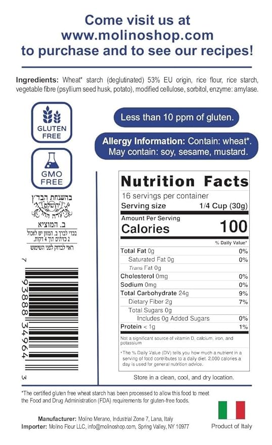 Molino Flour Molino Gluten Free Flour All Purpose Flour Made with Wheat Starch 1.1 Pounds Per Bag (4 Pack)