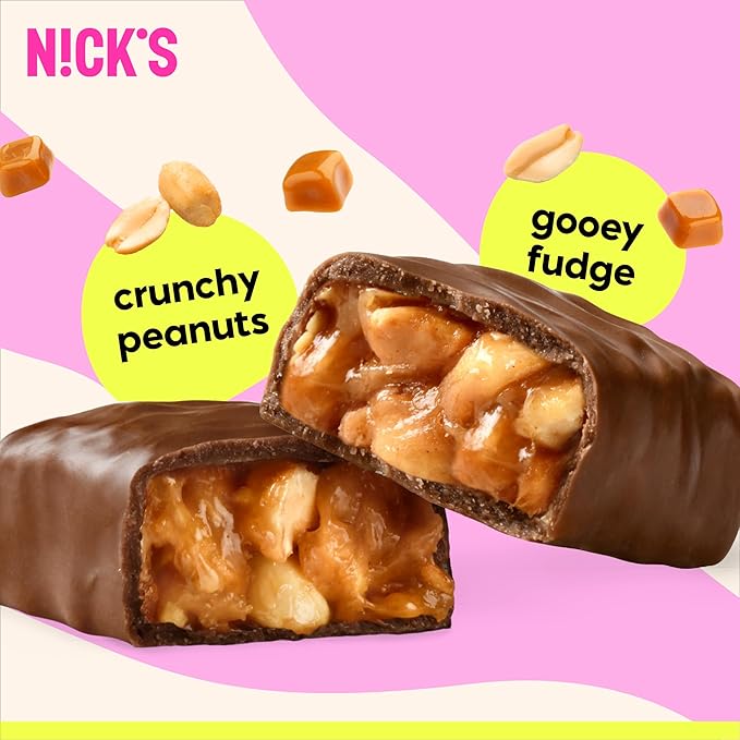 NICKS Keto Chocolate Candy Bars – Variety Pack Coconut and Peanuts and Fudge No Added Sugar Low Carb 180 Calories Gluten-Free Sweets – 15-Pack (40g Each)