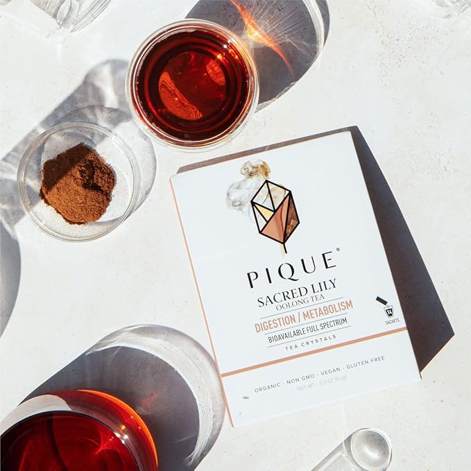 Pique Organic Sacred Lily Oolong Tea Crystals - Caffeinated Tea Supports Healthy Metabolism and Digestion - 14 Single Serve Sticks (Pack of 1)