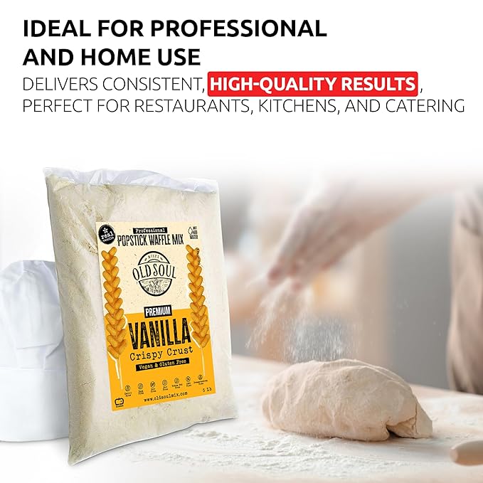 OldSoul Professional Popstick Waffle Mix | Stick Waffles Dough Mix | Vanilla Flavor | 112 Waffles | 5 Lbs (5 Lbs Gluten Free &amp Vegan)