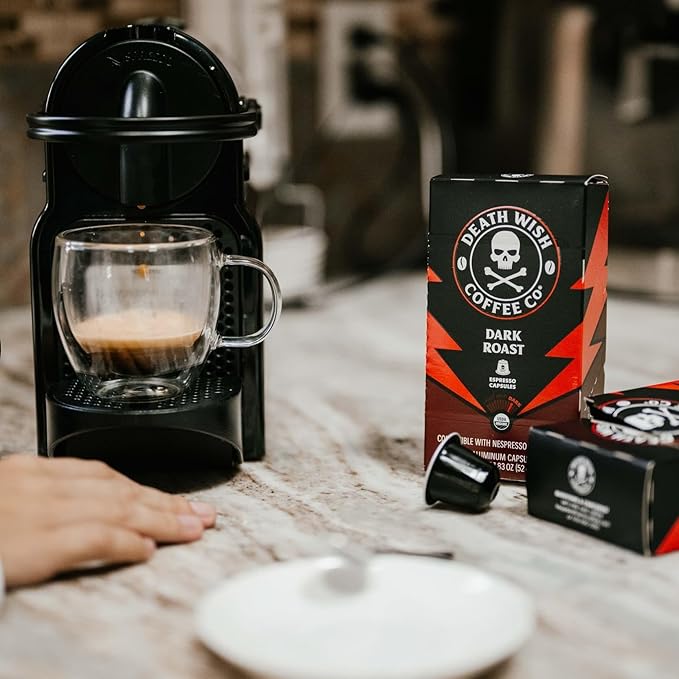 Death Wish Coffee Capsules Compatible with Nespresso Original Machines Dark Roast