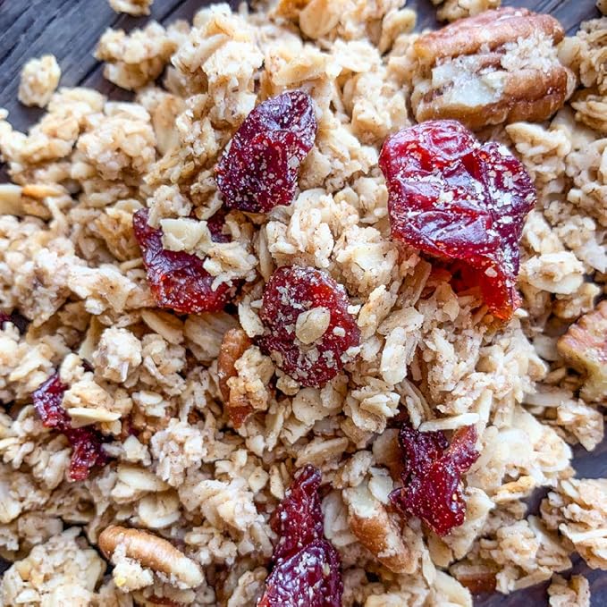Mrs. Barr’s Natural Foods Granola | Cherry &amp Pecan | Certified Organic Gluten Free Oats | Soft Texture | Small Batch | Gourmet Quality | Real Ingredients | 10 Ounces (3 Pack)