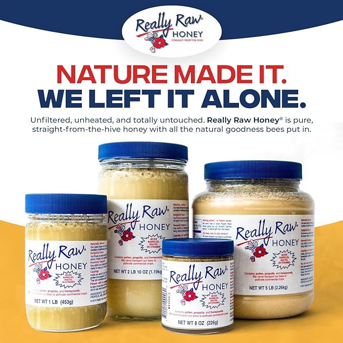 Really Raw Honey Straight from the Hive Never Heated or Filtered Harvested from Small USA Family Farms Smooth and Dense (42 Ounce)