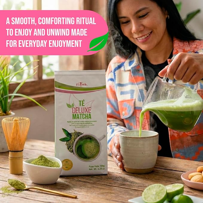 Té Deluxe Ceremonial Grade Matcha Tea with Zesty Lemon &amp Ginger | Premium Japanese Instant Powder Blend Sweetened with Stevia | Sugar Free Vegan Gluten Free Keto | 50 Servings