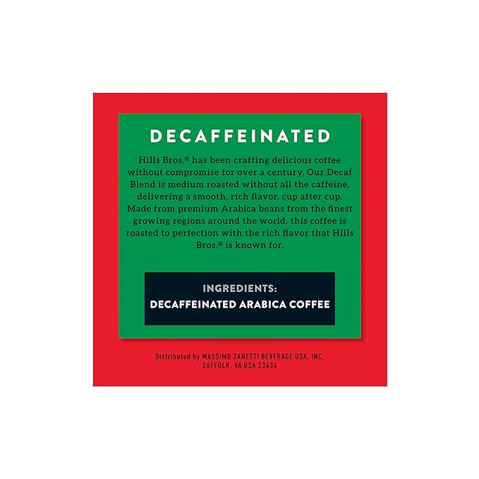Hills Bros. Decaf Blend Keurig K-Cup Pods for Keurig Brewers – Medium Roast Premium Arabica Blend Kosher – 6 Packs of 12 Single Serve Pods