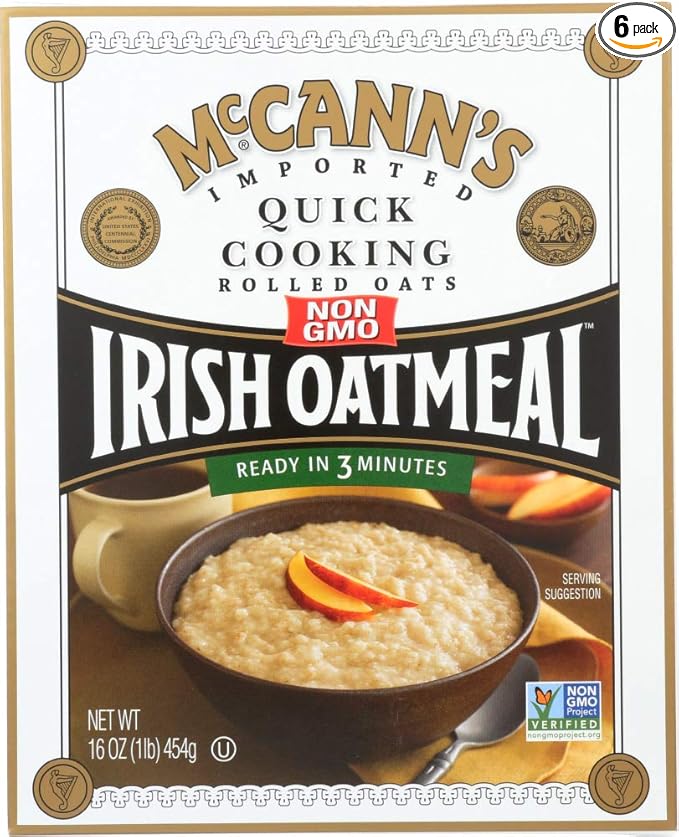 McCann's Imported Quick Cooking Rolled Oats Irish Oatmeal 16 oz (Pack of 6)