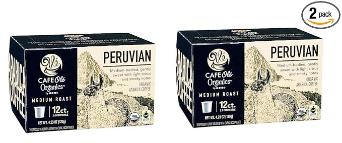 Cafe Ole HEB Single Serve Coffee Pods 12 count - 2 boxes (Peruivan)