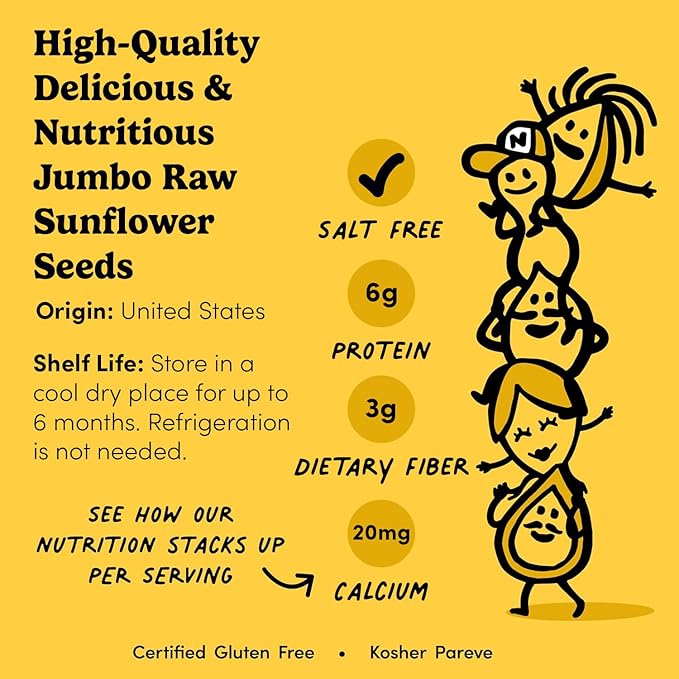 Nuts.com Jumbo Raw Sunflower Seeds (In Shell) - Unsalted Non-GMO USA Grown Gluten-Free - High Protein Heart-Healthy Snack for Eating (2lb)