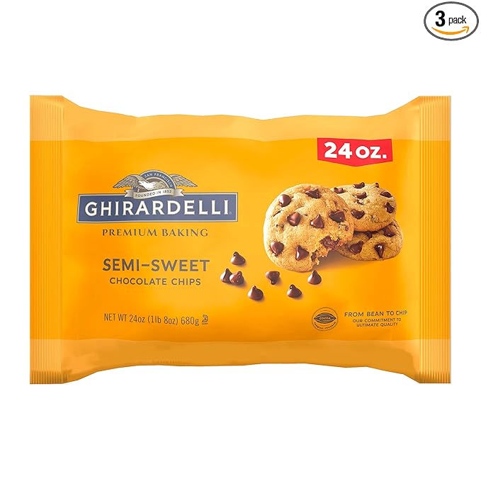 GHIRARDELLI Semi-Sweet Chocolate Premium Baking Chips Chocolate Chips for Baking 24 oz Bag (Pack of 3)