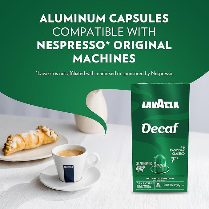 Lavazza Espresso Maestro Decaf (DEK) Aluminum Capsules Compatible with Nespresso* Original Machines Medium Espresso Roast Arabica and Robusta Blend (60 Capsules) - Packaging May Vary