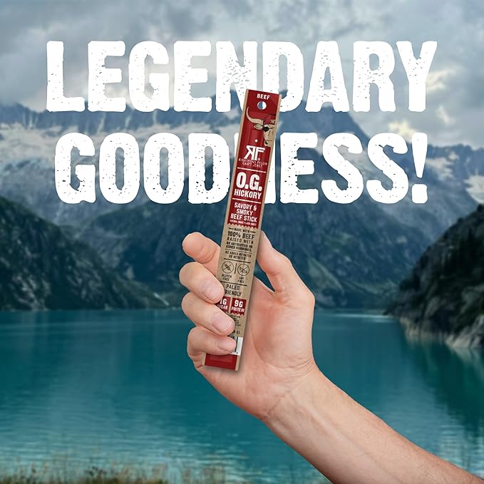 Righteous Felon Meat Sticks | 100% Grass Fed Beef | 9g Protein per Stick | Keto Gluten-Free Low Sugar High Protein Snack Sticks | Individually Wrapped | OG Hickory Beef Sticks 10 Count