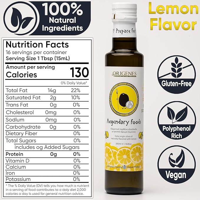 Pack of 4 Extra Virgin Flavored Olive Oil - Garlic Chili Lemon &amp Basil Infused EVOO - Cold Pressed Polyphenol Rich EVOO Intense Flavor Olive Oil Extra Virgin from Laconia 4X250ml