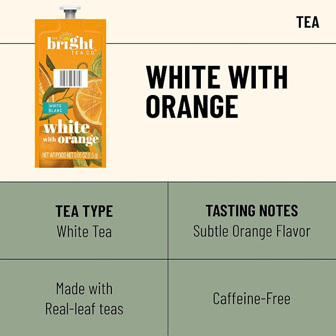 Flavia Bright Tea Co. White Tea with Orange Freshpacks works only with Flavia Brewers (Case of 100)
