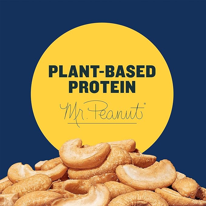 PLANTERS Salted Cashew Halves &amp Pieces Party Snacks Plant-Based Protein 14 Oz Canister (Pack of 2)