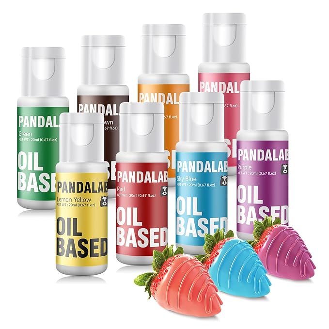 Oil Based Food Coloring Set for Chocolate - 8 colors Vibrant Edible Baking Food Dye for Chocolate Candy Melts Fondant Butter Meringues Cookie Icing Frosting Donut - 0.67 Fl.Oz Bottles