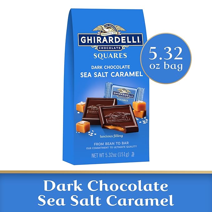 Ghirardelli Everyday Chocolates Favorite Pack - Variety Pack of 4 - One Bag of Each - Dark Mint Raspberry Caramel and Dark Chocolate Sea Salt - Delicious Squares