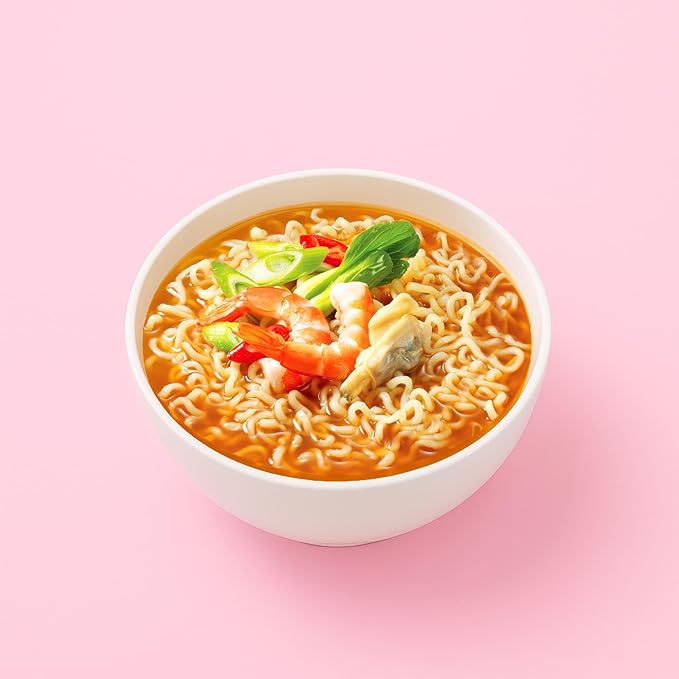 Paldo Fun &amp Yum Instant Cup Noodle Soup Bowl with Seafood Shrimp Flavored Broth Pack of 12 Best Oriental Style Korean Ramyun Most Loved Korean Noodles 팔도 새우 사발면 86g (3.03 oz) x 12