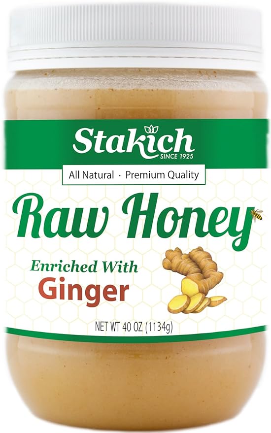 Stakich Ginger Enriched Raw Honey - Pure Unprocessed (40 Ounce)