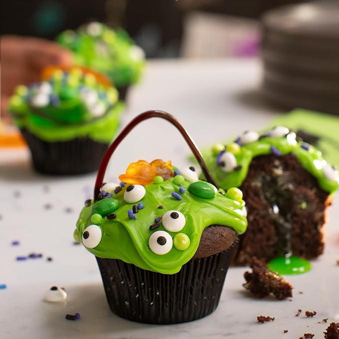 Funfetti Halloween Bundle 2 Chocolate Cake Mixes 1 of each Green and Orange Vanilla Frosting