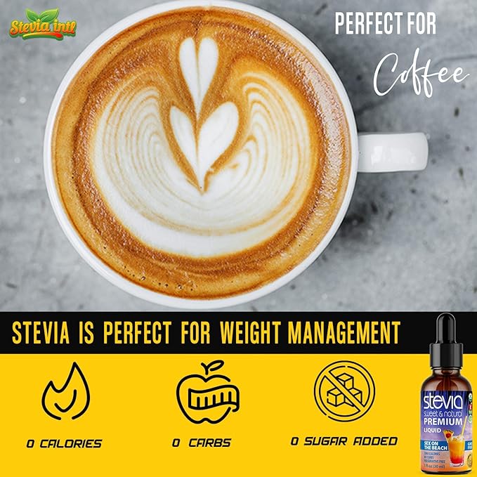 Sex On The Beach Premium Stevia Drops. Organic Liquid Stevia Sugar Substitute Naturally Sweet Non-Bitter 0 Calorie 0 Carb NON-GMO Diabetic &amp Keto Friendly (1oz) Glass Bottles (Pack of 3)
