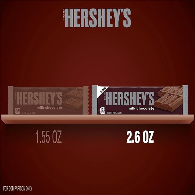 HERSHEY'S Milk Chocolate King Size Candy Bars 2.6 oz (18 Count)
