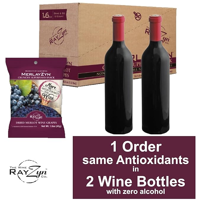 Wine RayZyn® MerlayZyn® | Nature's Most Antioxidant-Rich Superfood for a Healthy Heart and Life | Made from Dried California Merlot Wine Raisins®| Alcohol-Free with the Health Benefits of a Glass of W