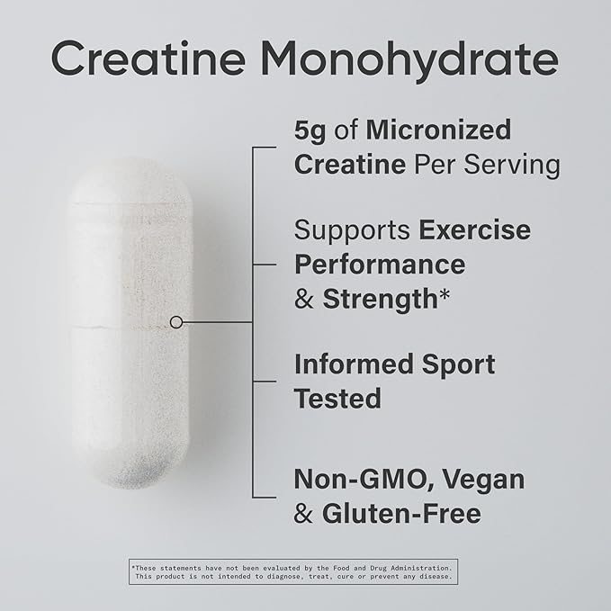 Sports Research® Creatine Monohydrate Capsules - Supports Workout Recovery Lean Muscle gain Performance and Strength* - Non-GMO Vegan Certified - 5g per Servings - 30 Servings