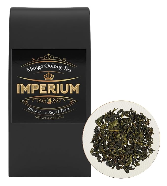 Imperium Mango Oolong Tea Loose Leaf (4oz) Hand-Picked Premium Oolong Brews 100 Cups Natural Beverage for Well-Being Harmonious Floral Undertones Tropical Sweetness and Smooth Fruity Taste
