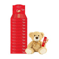 RED Delight®™ Blonde Caramelized White Chocolate 12 Count Box of Grab N Go Travel Size Bars (0.92 Ounces Each) with 14 Plush Teddy Bear (12 Boxes - Total of 144 Bars + 14 Plush Bear)