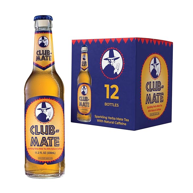 Club-Mate Sparkling Yerba Mate Tea (12 Pack 11.2 oz Bottles) | Berlin's Famous Soft Drink | Natural Energy Low Sugar All Natural Flavors | Vegan Gluten-Free Non-alcoholic