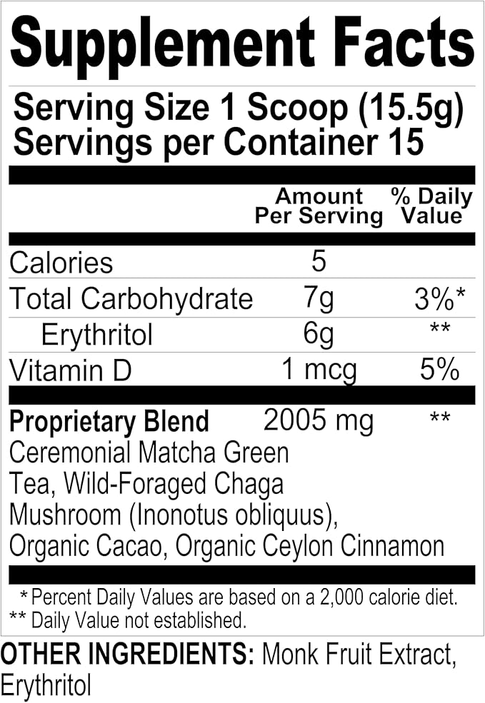 Renude Chaga Matcha - Chaga Mushroom Powder Superfood Drink Mix with Adaptogens Ceremonial Grade Mushroom Matcha Keto Vegan Sugar Free Natural Energy and Immune Support - 10 Servings