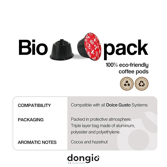 Dongiò Caffè Espresso Roma Capsules Compatible with Nescafe Dolce Gusto system 100 Count of Single-Serve Coffee pods (5 Boxes of 20 capsules each) Med-Dark Roast | Intensity 7/10