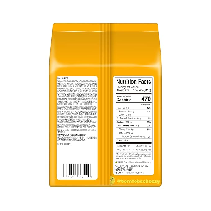 Cheesy Ramen - Cheddar Soup Ramen | Mild Kick Creamy &amp Savory Korean Noodles | 3.92 oz (Pack of 32)