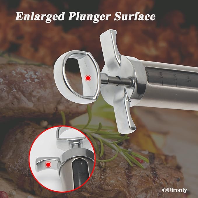 Meat Injector BBQ Injection Kit Marinade Cajun Seasoning Flavor Syringe Injector for Cooking Grill Smoker Barbecue in Chicken Turkey Beef with 3 Syringe Needles User Manual E-Book
