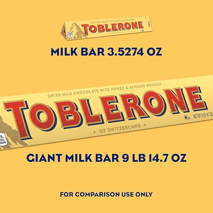 Toblerone Swiss Milk Chocolate Giant Candy Bar with Honey and Almond Nougat 9 lb 14.7 oz