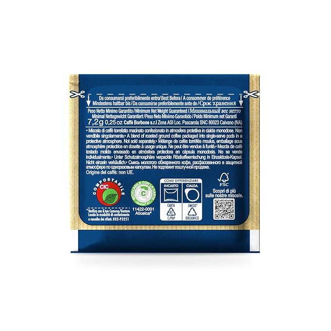 Caffè Borbone Espresso Paper Pods Blue Blend Balanced and Full-Bodied Medium Roast ESE Pods Authentic Italian Espresso - 50 Count