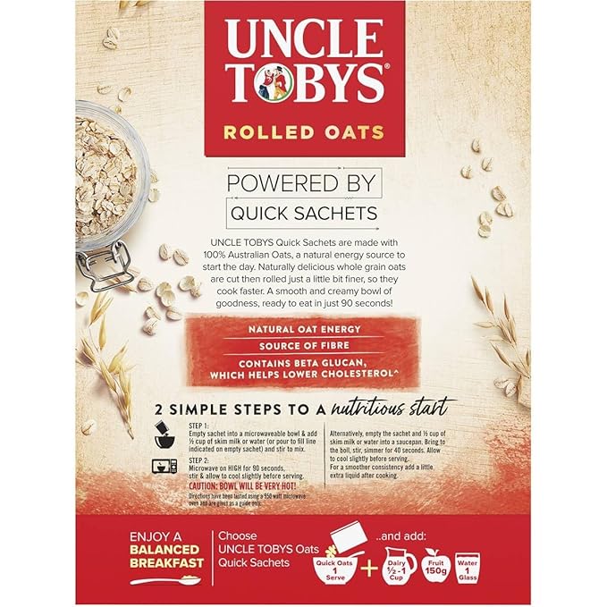 UNCLE TOBYS Oats Quick Sachets Original 10 Sachets 340g