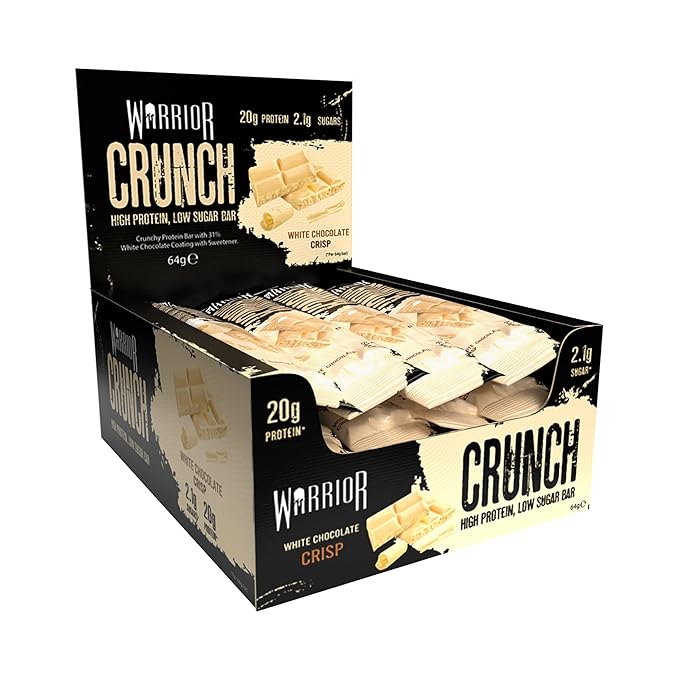 Warrior Crunch High Protein Low Carb White Chocolate Crisp Bar 64 g Pack of 12
