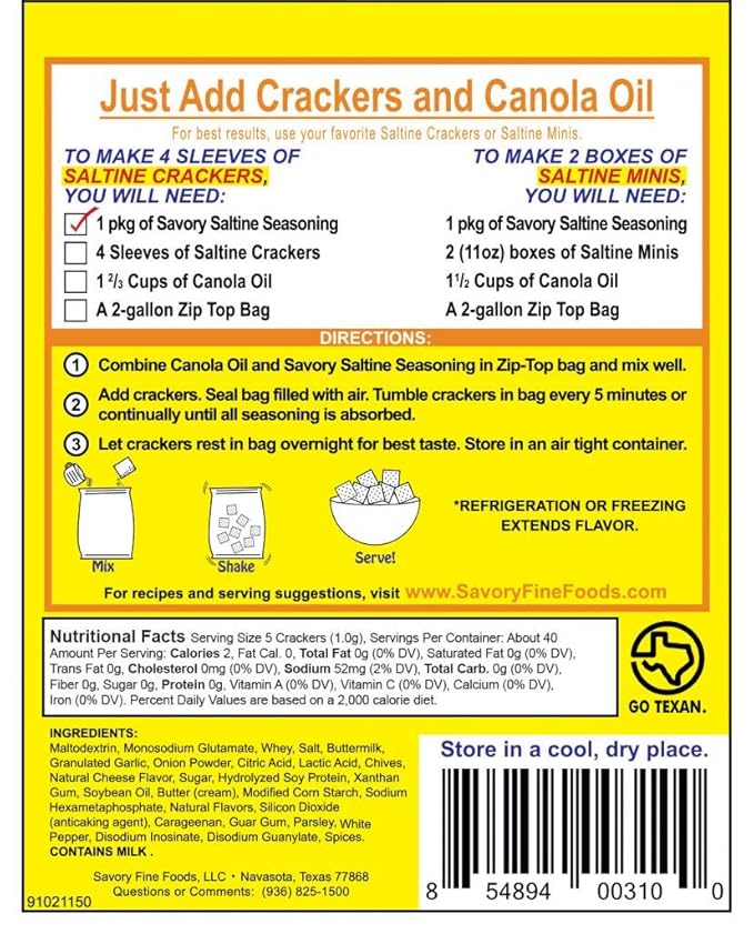 Savory Saltine Seasoning 1.4 Ounce Sweet Bar-B-Q 4 Pack