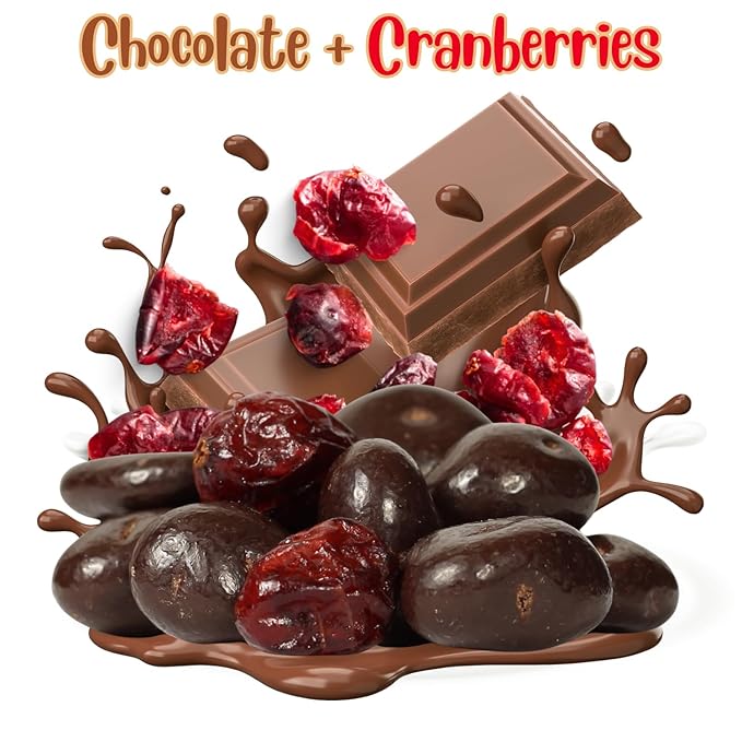 Dark Chocolate Covered Cranberries by Its Delish 2 lbs Bulk Bag | Gourmet Dark Chocolate Cranberries Healthy Snacks Fruit Chocolates USA Made Vegan Kosher