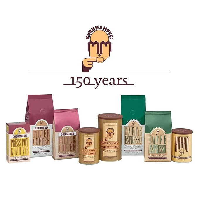 KURUKAHVECI MEHMET EFENDI Turkish Coffee Arabica Beans Roasted GroundRich Aroma Fresh Medium to Heavy-bodied Original Taste Since 1871 (3.52 OZ / 100 Gr) Pack of 8