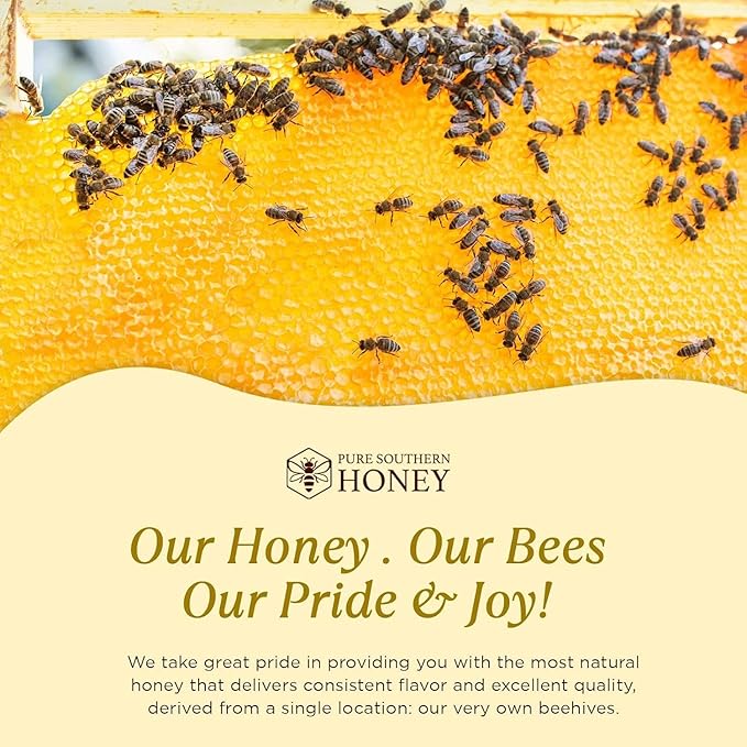 100% Raw &amp Unfiltered Wildflower Honey - American Made by Pure Southern Honey (48 Ounce)