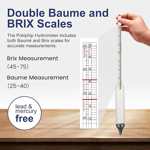 Maple Syrup Hydrometer Test Cup Kit Maple Syrup Density Kit Measures Sugar Content in The Syrup Stainless Steel Maple Syrup Kit Easy to Read and Accurate with Cleaning Brush