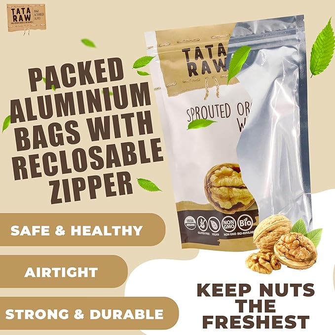 TATA RAW - Sprouted Organic Walnuts - PLAIN. Nothing Added - 3 lb