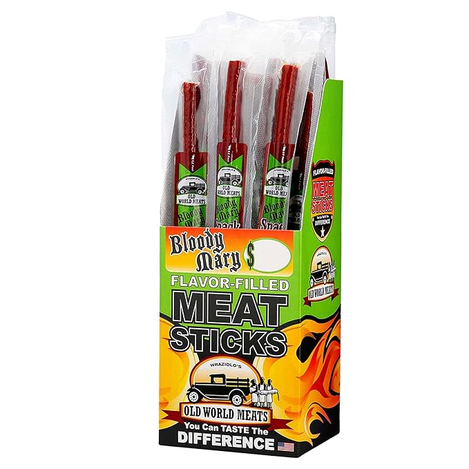 Old World Meats Meat Sticks 110 Calories Keto Low Carb 1g Sugar Fuelings 20 Pack 1 ounce sticks (Bloody Mary)