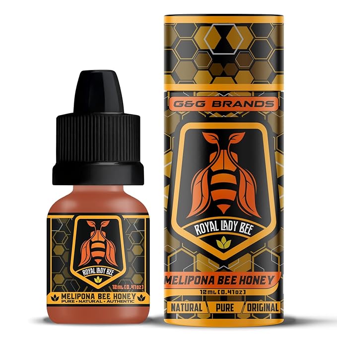 Melipona Honey | Stingless Bee Honey | Miel Melipona | Authentic | 100% Natural | Raw | Pure | Sweet &amp Tangy | Royal Lady Bee | Yucatán | 12mL Dropper Bottle